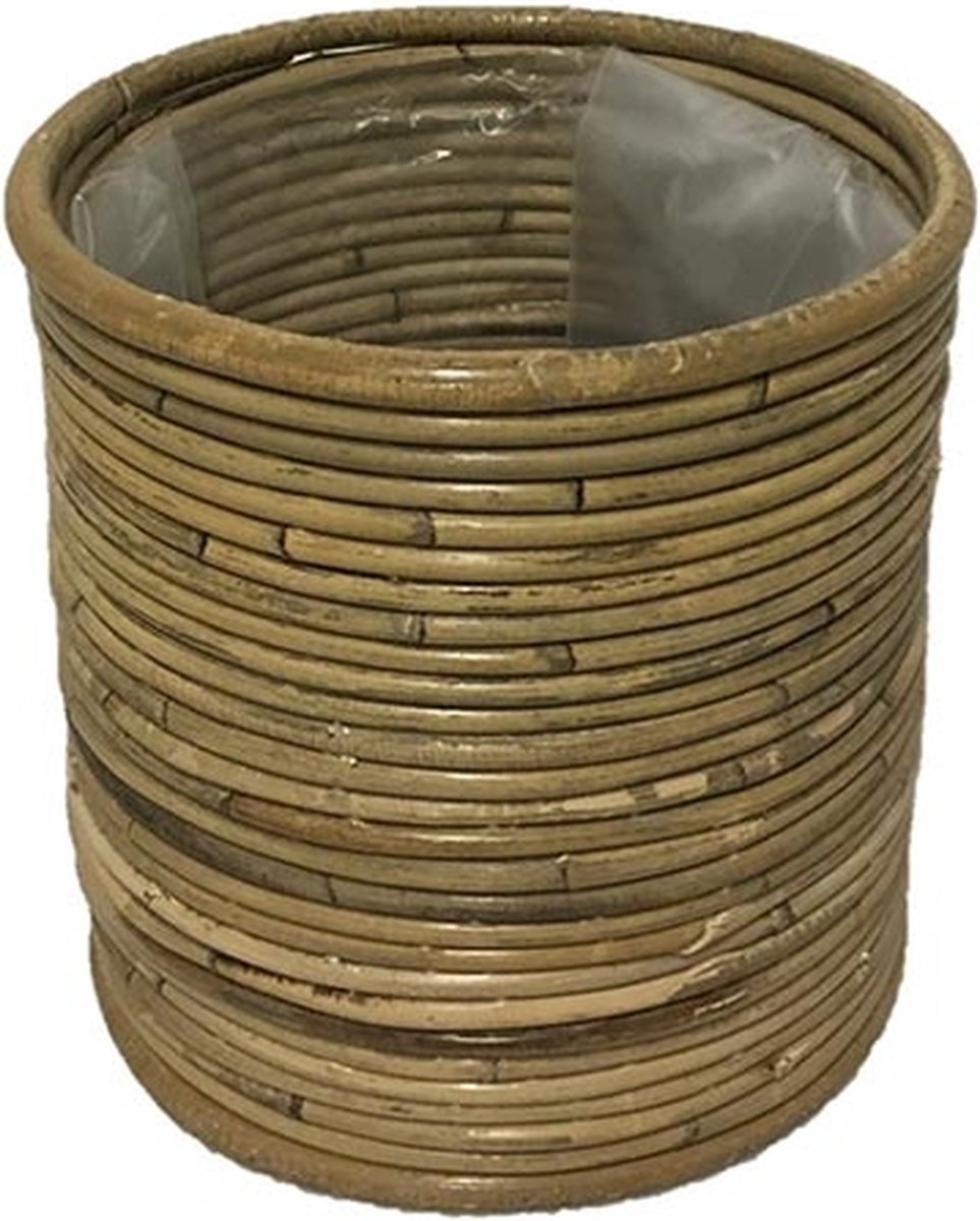 Rotan plantenmand grijs 20x20cm
