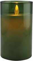 led-kaars in kaarshouder 12,5 x 7 cm glas groen