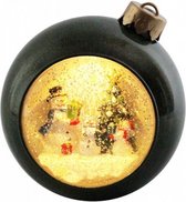 lantaarn Kerstbal led 15 x 14 x 16,5 cm glas zwart