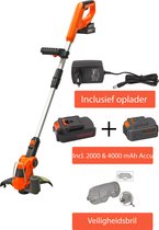 Kibani accu grastrimmer 18V - inclusief li-ion accu 2000 mAh & 4000mAh, beschermbril en 20m maaidraad – snoerloos - lichtgewicht - bosmaaier - kantenmaaier