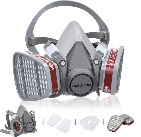 Masque respiratoire NASUM 8200 - réutilisable - avec filtre et lunettes -  protection