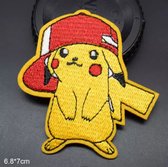 Pikachu met pet strijk embleem - pokemon patch - patches - stof & strijk applicatie