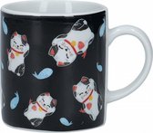 espressokop Lucky Cat 80 ml porselein zwart