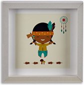 fotolijst Indiaan jongen junior 22 x 22 cm hout wit