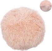 kussen Shaggy rond 38 cm textiel oudroze