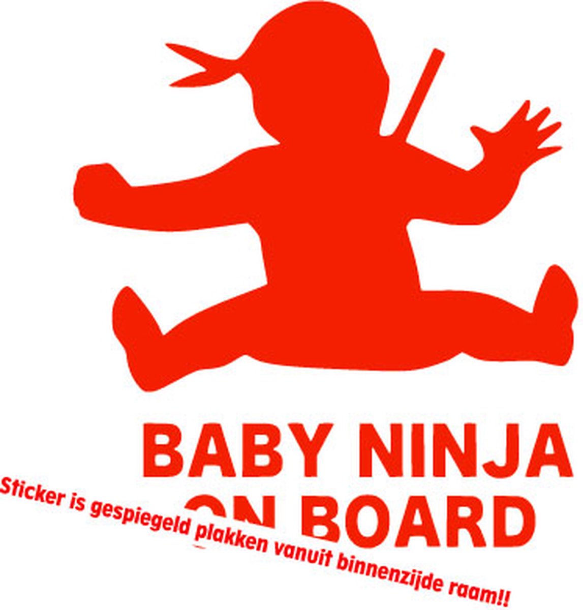 Autotoebehoren - Stickerloods Baby Ninja on Board Raamsticker -autoraamsticker- On Board Sticker 13x15cm