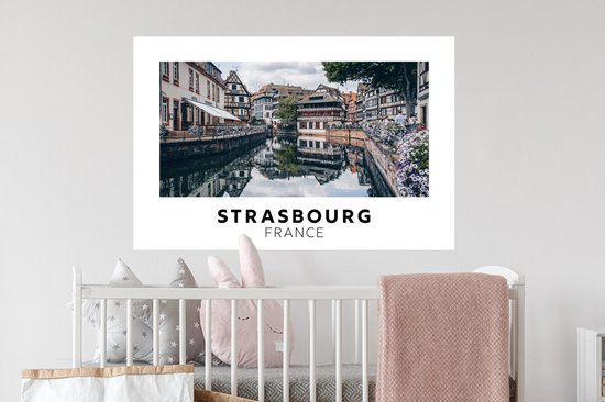 Muurstickers - Sticker Folie - Frankrijk - Architectuur - Water - 90x60 cm - Plakfolie - Muurstickers Kinderkamer - Zelfklevend Behang - Zelfklevend behangpapier - Stickerfolie