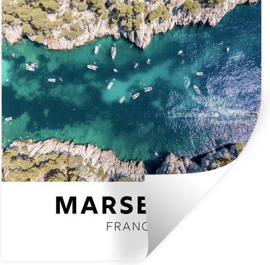 Muurstickers - Sticker Folie - Frankrijk - Marseille - Water - 100x100 cm - Plakfolie - Muurstickers Kinderkamer - Zelfklevend Behang XXL - Zelfklevend behangpapier - Stickerfolie