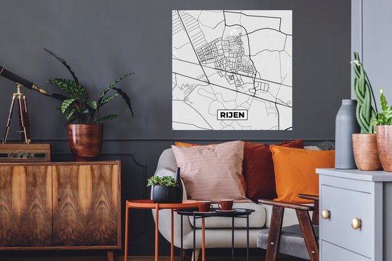 Muurstickers - Sticker Folie - Rijen - Plattegrond - Kaart - Stadskaart - Zwart Wit - Nederland - 80x80 cm - Plakfolie - Muurstickers Kinderkamer - Zelfklevend Behang - Zelfklevend behangpapier - Stickerfolie