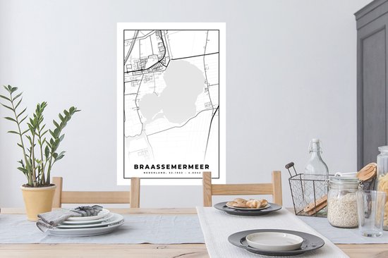 Stickers muraux - Nederland - Carte - Plan de la ville - Carte - Braassemermeer - 60x90 cm - Feuille adhésive
