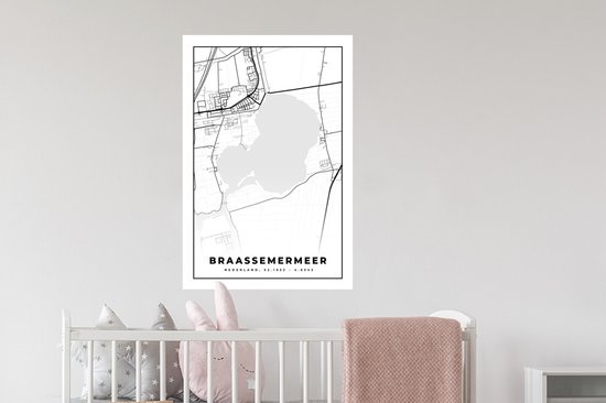 Stickers muraux - Nederland - Carte - Plan de la ville - Carte - Braassemermeer - 60x90 cm - Feuille adhésive