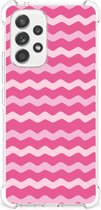 Foto hoesje Geschikt voor Samsung Galaxy A53 5G Smartphone hoesje met doorzichtige rand Waves Pink