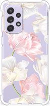 GSM Hoesje Geschikt voor Samsung Galaxy A33 Leuk TPU Back Cover met transparante rand Mooie Bloemen