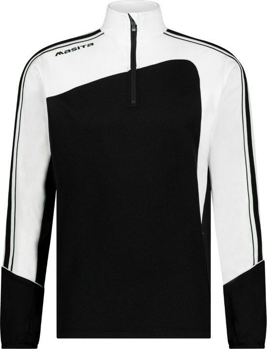 Masita | Zip-Sweater Forza - korte ritssluiting en duimgaten - BLACK/WHITE - XXL