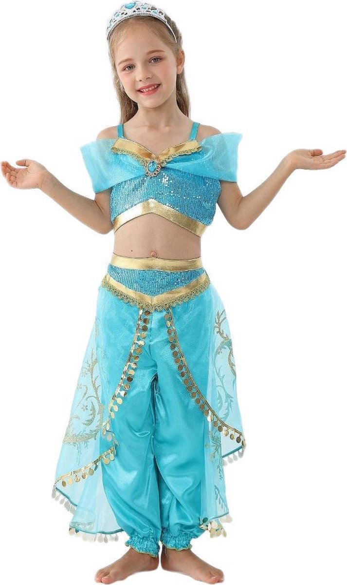 Joya Kids® Verkleed Prinses Kostuum | Arabische prinsessen jurk | Aladdin | Maat 146-152 (150) + Haarband | Cadeau meisje Sinterklaas — afbeelding 11