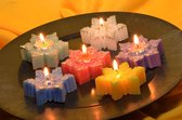 Geschenkdoos met 6 grote STER KAARSEN (B) in 6 kleuren, Gemaakt door Candles by Milanne