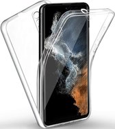 Hoesje geschikt voor Samsung Galaxy S22 Ultra - Transparant Case 360 Graden 2 in 1 Hoes + Ingebouwde Siliconen TPU Cover Screenprotector