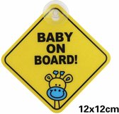 *** Baby On Board Trio - Baby Aan Boord 3x Geel Zuignap - Attentie! - Autoraam - Autoruit - Zuignap - van Heble® ***