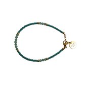 FlowJewels - armband - kralenarmband - staal - goud kleurig - turquoise