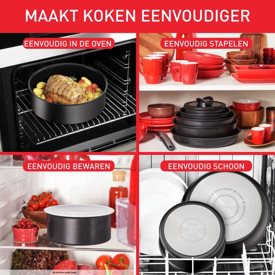 Koken, stapelen en bewaren met Tefal Ingenio. Pannen in de oven, stapelen, in de koelkast en vaatwasser.
