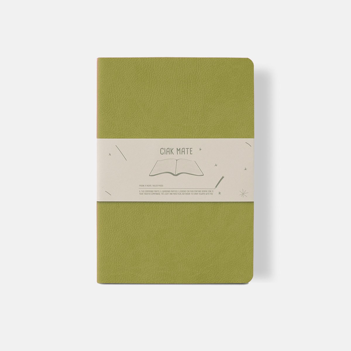 CIAK MATE - notitieschrift DeLuxe - Topklasse Vegan Leer - 15x21cm - gelinieerd - softcover - lime green