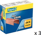 Rapid - Strong nietjes 24/6 - Red Stripe - 3 x 2000 stuks