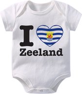 Hospitrix Baby Rompertje met Tekst I Love Zeeland" | 0-3 maanden | Korte Mouw | Cadeau voor Zwangerschap | Provincies Nederland | Zeeland | Bekendmaking | Aankondiging | Aanstaande Moeder | Moederdag