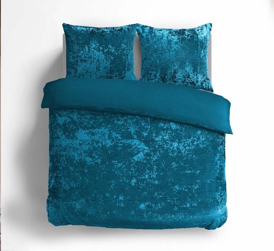 Foto: Velvet couture dekbedovertrek 140x200 220 cm crushed velvet petrol