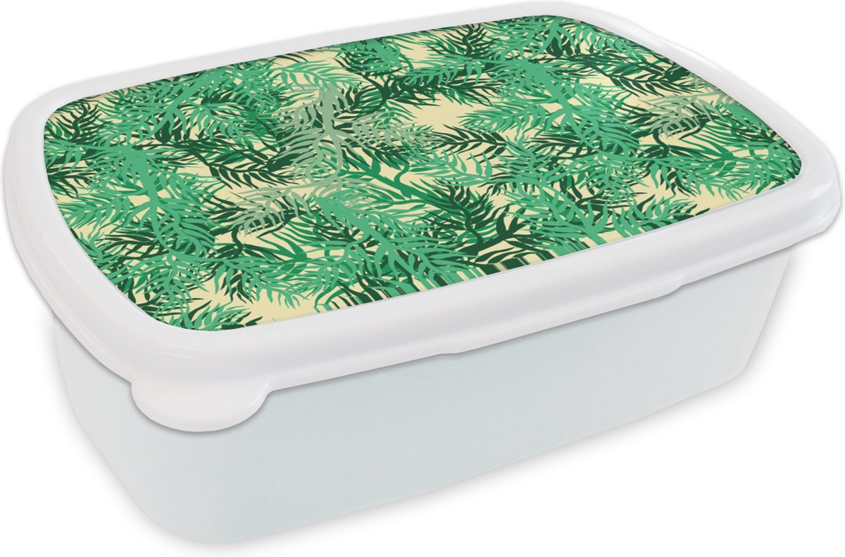 Broodtrommel Wit - Lunchbox - Brooddoos - Jungle - Patronen - Camouflage - 18x12x6 cm - Volwassenen