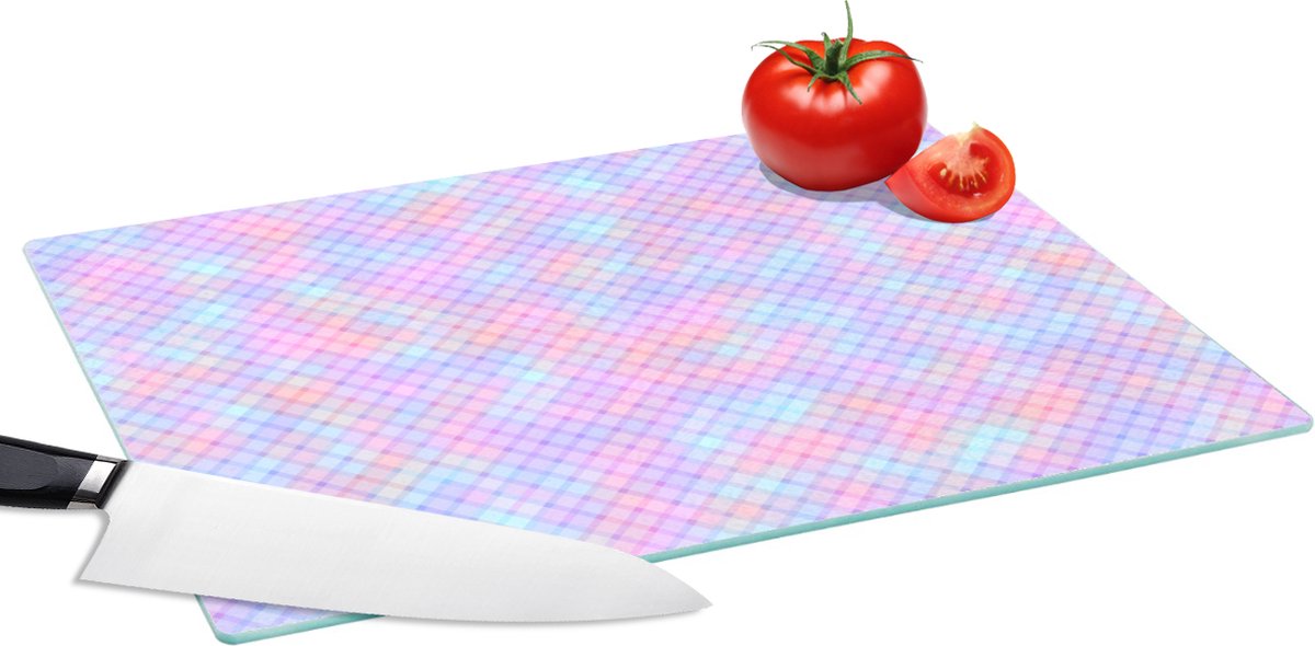 Glazen Snijplank - 39x28 - Design - Geometrie - Roze - Snijplanken Glas