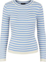 PCCRISTA LS O-NECK KNIT NOOS Dames Trui Vista Blue Stripe - Maat XL