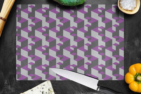 Planche à découper en Verres - 39x28 - Blocs - Motifs - 3D - Violet - Planches à découper en Glas