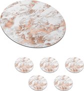 Onderzetters voor glazen - Rond - Rose goud - Patroon - Marmer - Luxe - 10x10 cm - Glasonderzetters - 6 stuks