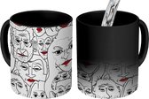 Magische Mok - Foto op Warmte Mokken - Koffiemok - Gezicht - Patronen - Lippenstift - Magic Mok - Beker - 350 ML - Theemok