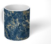 Mok - Gold - Marmer print - Patroon - Blauw - Mokken - 350 ML - Beker - Uitdeelcadeautjes