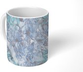 Mok - Zilver - Blauw - Patroon - Marmer print - Mokken - 350 ML - Beker - Uitdeelcadeautjes