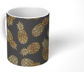 Mok - Koffiemok - Ananas - Goud - Luxe - Patronen - Mokken - 350 ML - Beker - Koffiemokken - Theemok