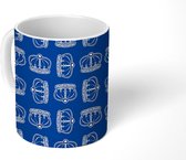 Mok - Koffiemok - Kroon - Blauw - Patronen - Mokken - 350 ML - Beker - Koffiemokken - Theemok