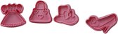 Coupe-biscuits filles - Rose - Plastique - 4 Pièces - Pâtisserie - Biscuits - Emporte-pièces