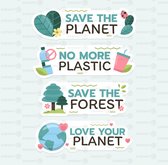 Green save the planet sticker - eco stickers - laptop en agenda stickers scrapbook journal - ecostickers - 2 stuks