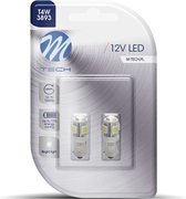 M-Tech LED - BA9s / T4W 12V - Basis 5x Led diode - Wit - Set