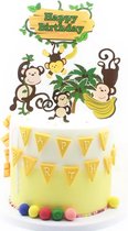 Ondeugende aapjes in de Jungle Safari taartversiering - taart topper - taart decoratie - verjaardag versiering