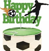 Happy Birthday voetbal glitter jongen - karton - taartversiering - taart topper - taart decoratie -verjaardag versiering