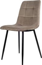 Elise Eetkamerstoel - Beige | Velours | Velvet | Stoel met zwart stalen poten | Design eetkamerstoelen