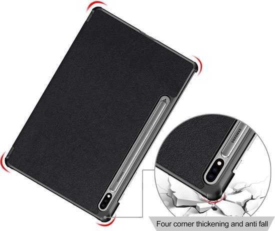 Samsung Tab S8 Plus Cover Book Case Smart Cover Zwart - Samsung Galaxy Tab S8 Plus Cover - Samsung Tab S7 FE Cover Bookcase - Tab S7 Plus Cover Trifold Cover - Tablet Cover 12,4"