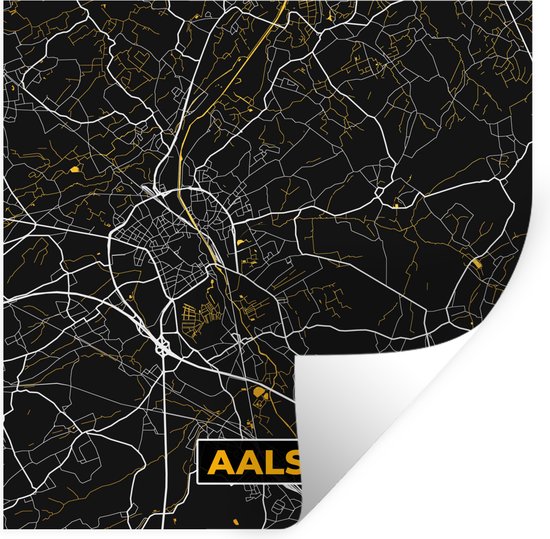 Stickers Stickers muraux - Alost - Carte - Carte - Or - Plan de la ville - 120x120 cm - Feuille adhésive XXL