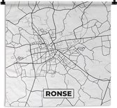 Wandkleed - Wanddoek - Stadskaart – Plattegrond – België – Zwart Wit – Ronse – Kaart - 60x60 cm - Wandtapijt