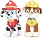 Paw Patrol figuren speelgoed knuffels set van 2x karakters Marshall en Rubble 19 cm - De leukste hondjes