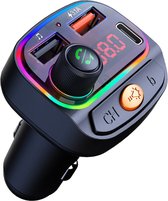 Eisenz EZ05 Car FM-player | Autolader USB-C, autolader iPhone met RGB Ambient licht, QC3.0 en PD snellader voor iPhones en Android telefoons