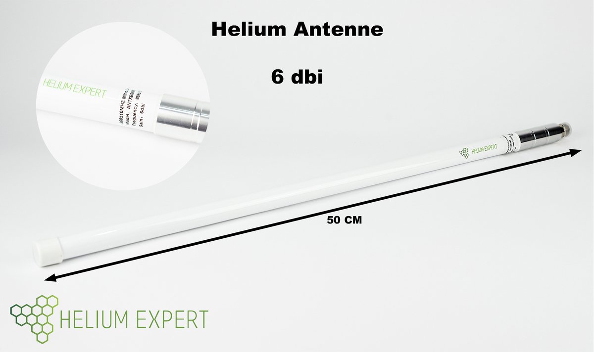 Helium Expert ® 6 dBi Antenne - 868 MHz (EU) - Fiberglass LoRaWAN Outdoor Antenne - HNT - Helium Expert